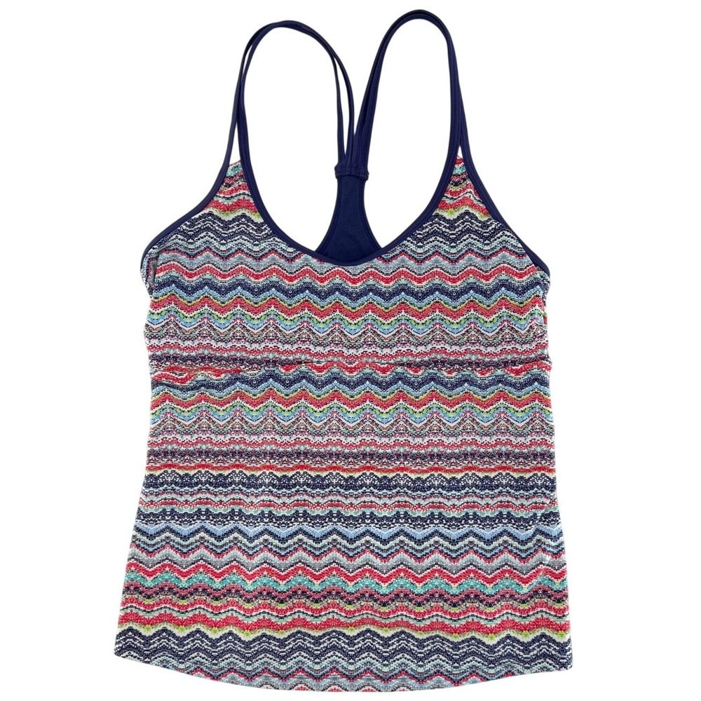 Mossimo Womens‎ Large Multicolor Chevron Tankini Swim Top Racerback Shelf Bra